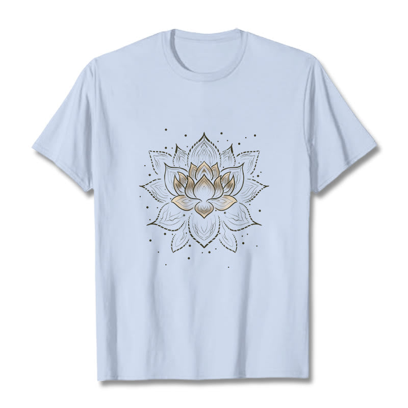 Golden Lotus Flower Design Tee T-shirt