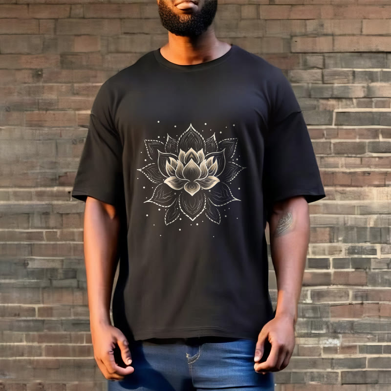 Golden Lotus Flower Design Tee T-shirt