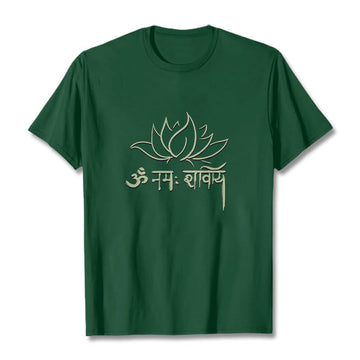 Tactile Cotton Sanskrit Mantra Lotus Meditation T-Shirt