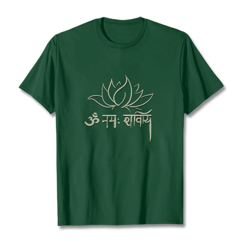 Tactile Cotton Sanskrit Mantra Lotus Meditation T-Shirt