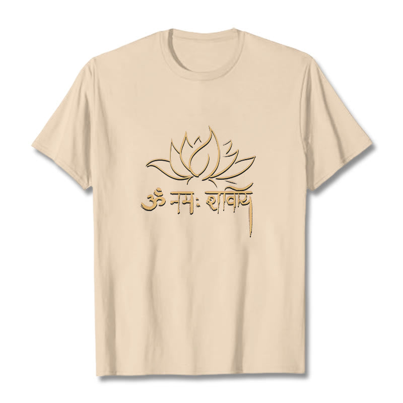 Tactile Cotton Sanskrit Mantra Lotus Meditation T-Shirt