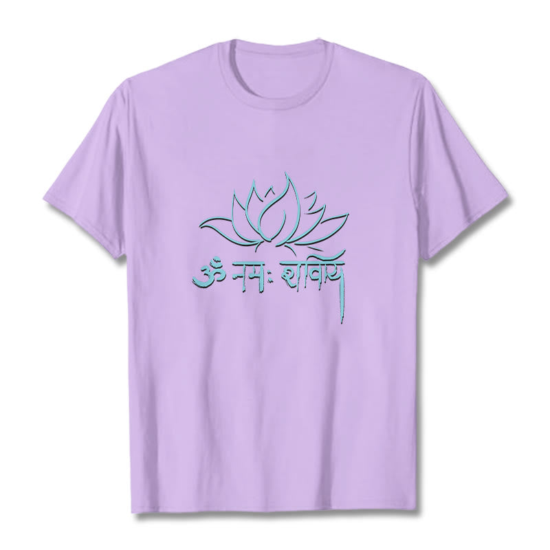 Tactile Cotton Sanskrit Mantra Lotus Meditation T-Shirt