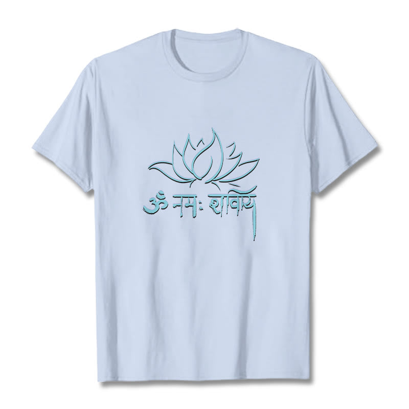 Tactile Cotton Sanskrit Mantra Lotus Meditation T-Shirt