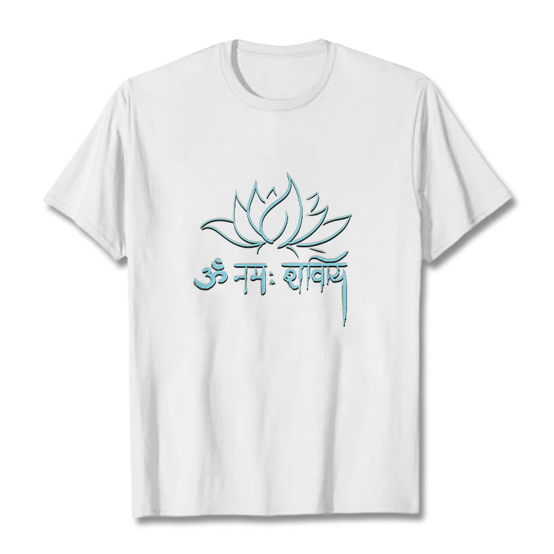 Tactile Cotton Sanskrit Mantra Lotus Meditation T-Shirt
