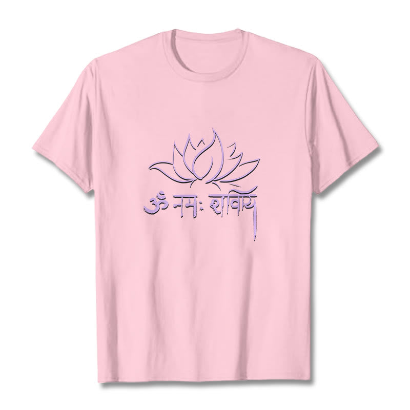 Tactile Cotton Sanskrit Mantra Lotus Meditation T-Shirt