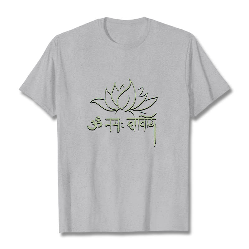 Tactile Cotton Sanskrit Mantra Lotus Meditation T-Shirt
