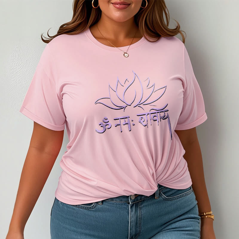 Tactile Cotton Sanskrit Mantra Lotus Meditation T-Shirt