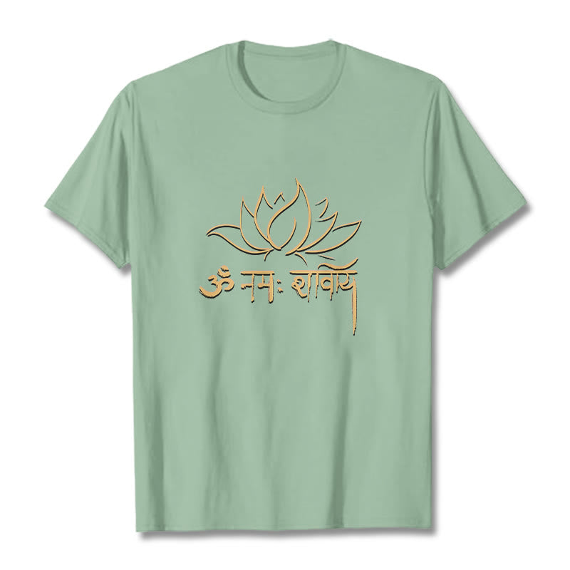 Tactile Cotton Sanskrit Mantra Lotus Meditation T-Shirt