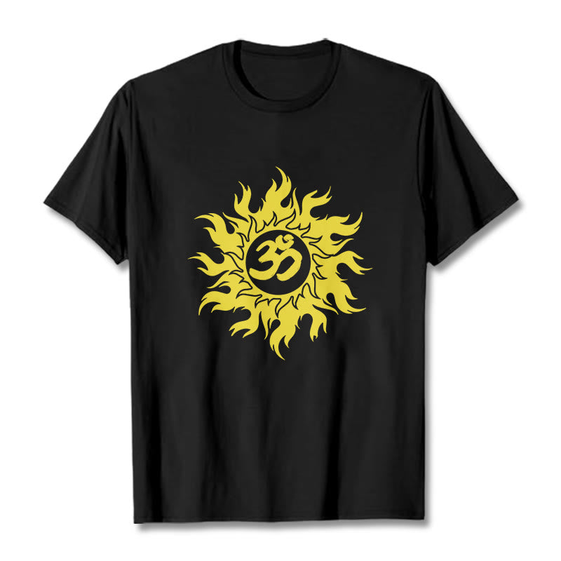 Soft Cotton OM Sanskrit Sun Graphic Meditation Tee