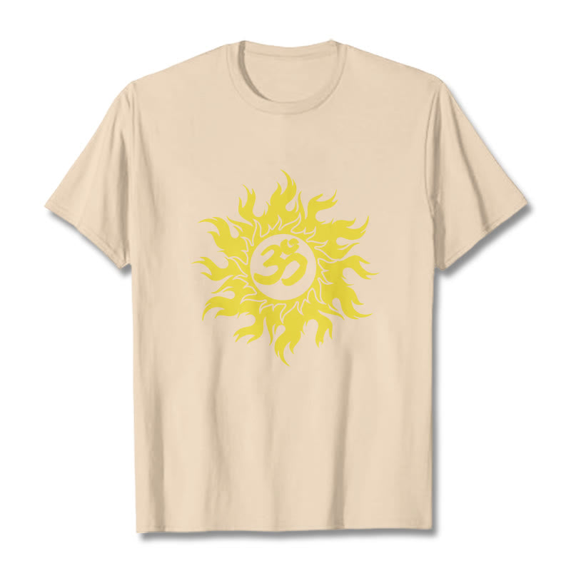 Soft Cotton OM Sanskrit Sun Graphic Meditation Tee