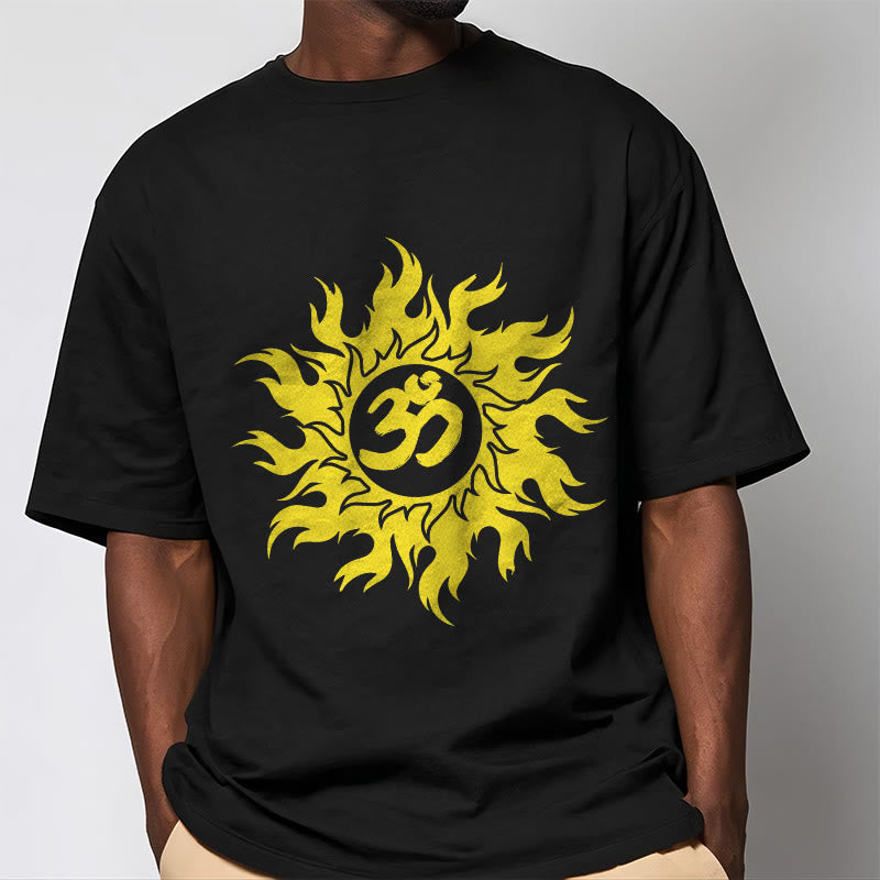 Soft Cotton OM Sanskrit Sun Graphic Meditation Tee