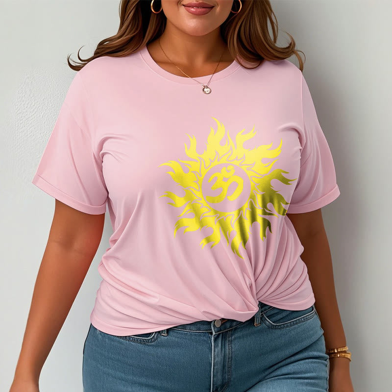 Soft Cotton OM Sanskrit Sun Graphic Meditation Tee