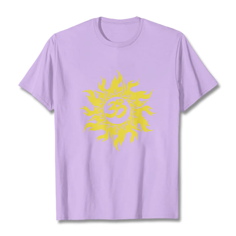 Soft Cotton OM Sanskrit Sun Graphic Meditation Tee