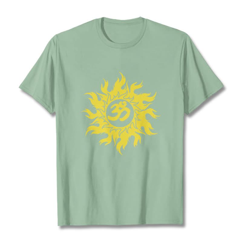Soft Cotton OM Sanskrit Sun Graphic Meditation Tee