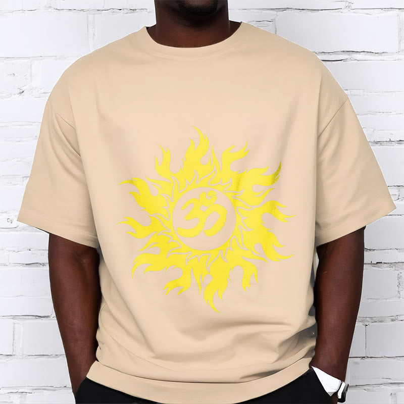 Soft Cotton OM Sanskrit Sun Graphic Meditation Tee
