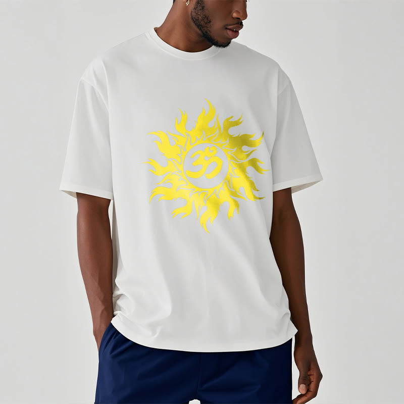 Soft Cotton OM Sanskrit Sun Graphic Meditation Tee