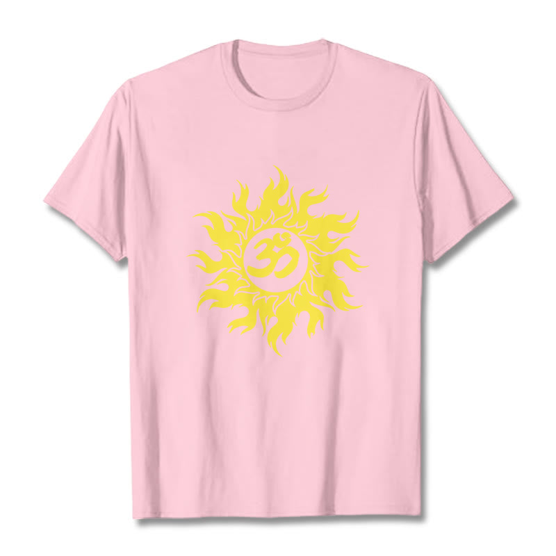 Soft Cotton OM Sanskrit Sun Graphic Meditation Tee