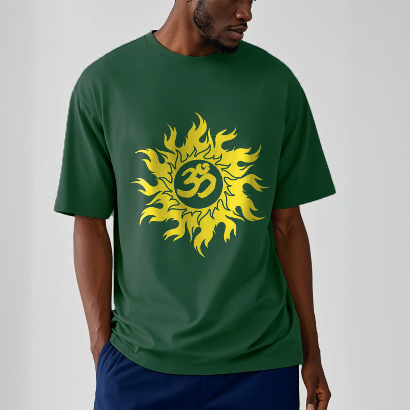 Soft Cotton OM Sanskrit Sun Graphic Meditation Tee