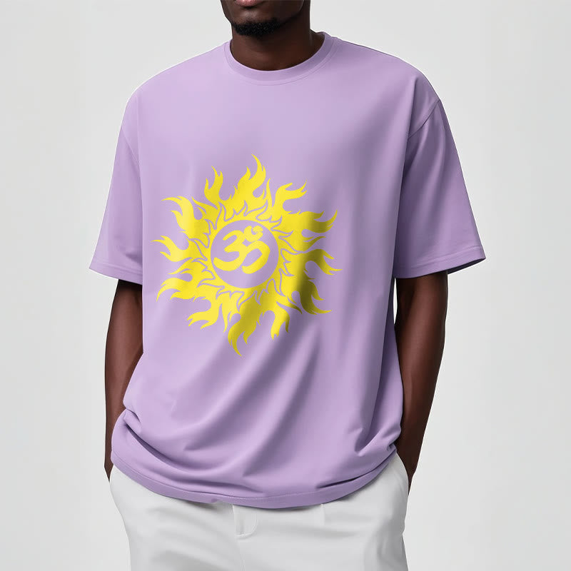 Soft Cotton OM Sanskrit Sun Graphic Meditation Tee