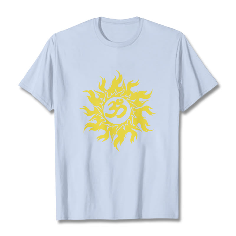 Soft Cotton OM Sanskrit Sun Graphic Meditation Tee