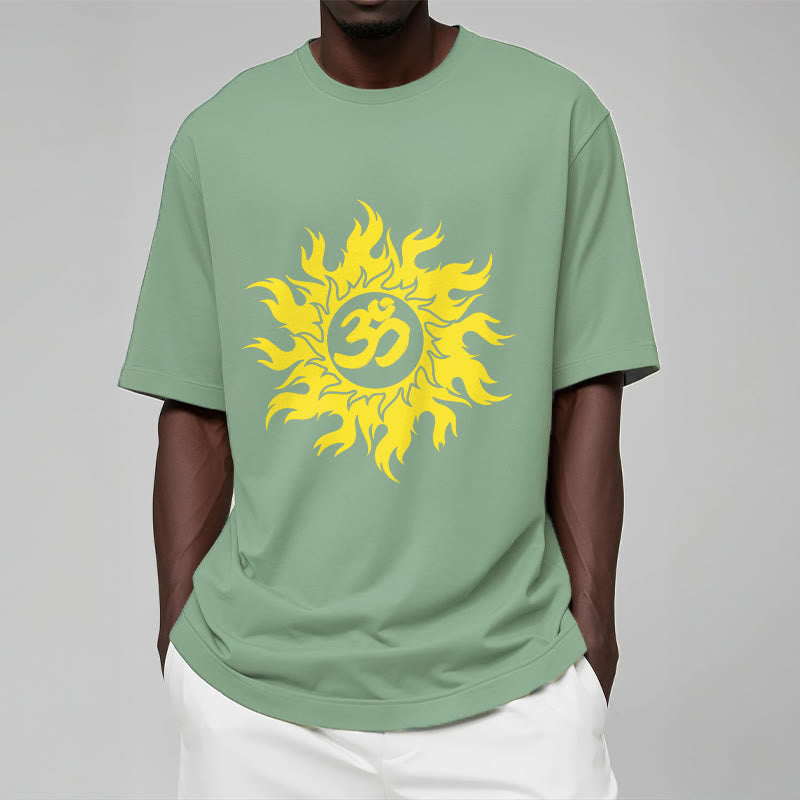 Soft Cotton OM Sanskrit Sun Graphic Meditation Tee