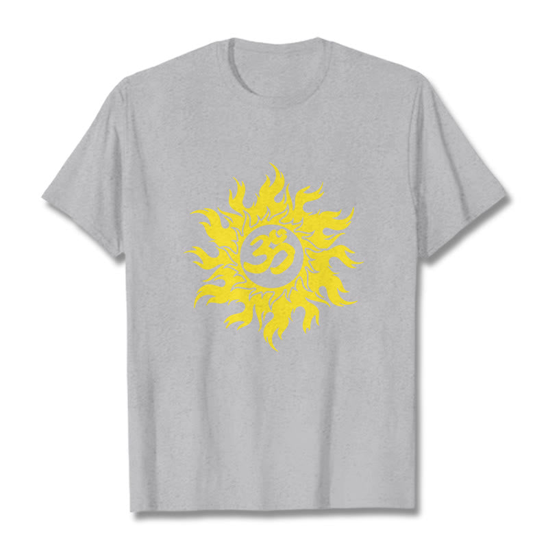 Soft Cotton OM Sanskrit Sun Graphic Meditation Tee