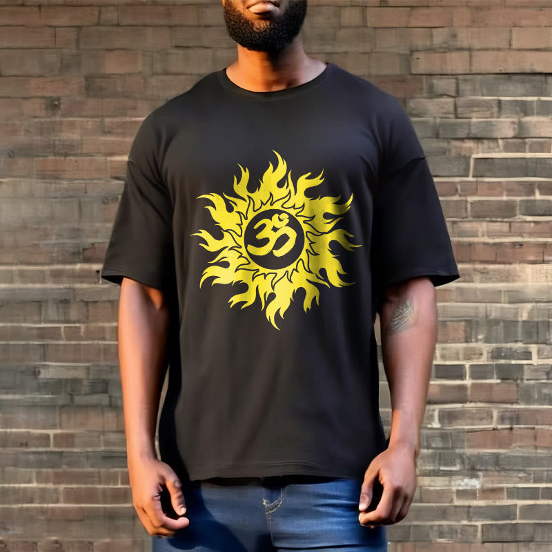 Soft Cotton OM Sanskrit Sun Graphic Meditation Tee