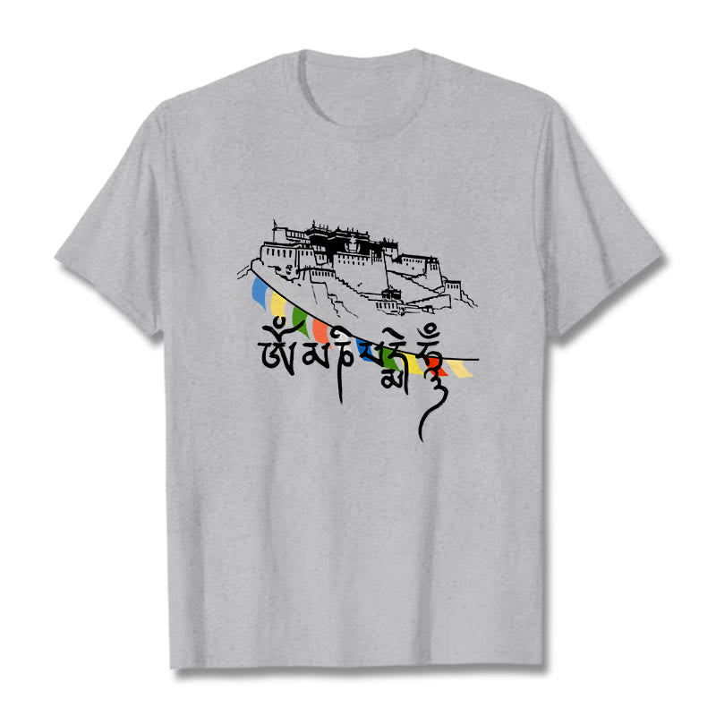 Soft Cotton Om Mani Padme Hum Graphic Meditation Tee