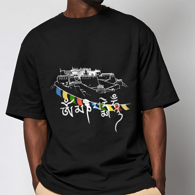 Soft Cotton Om Mani Padme Hum Graphic Meditation Tee