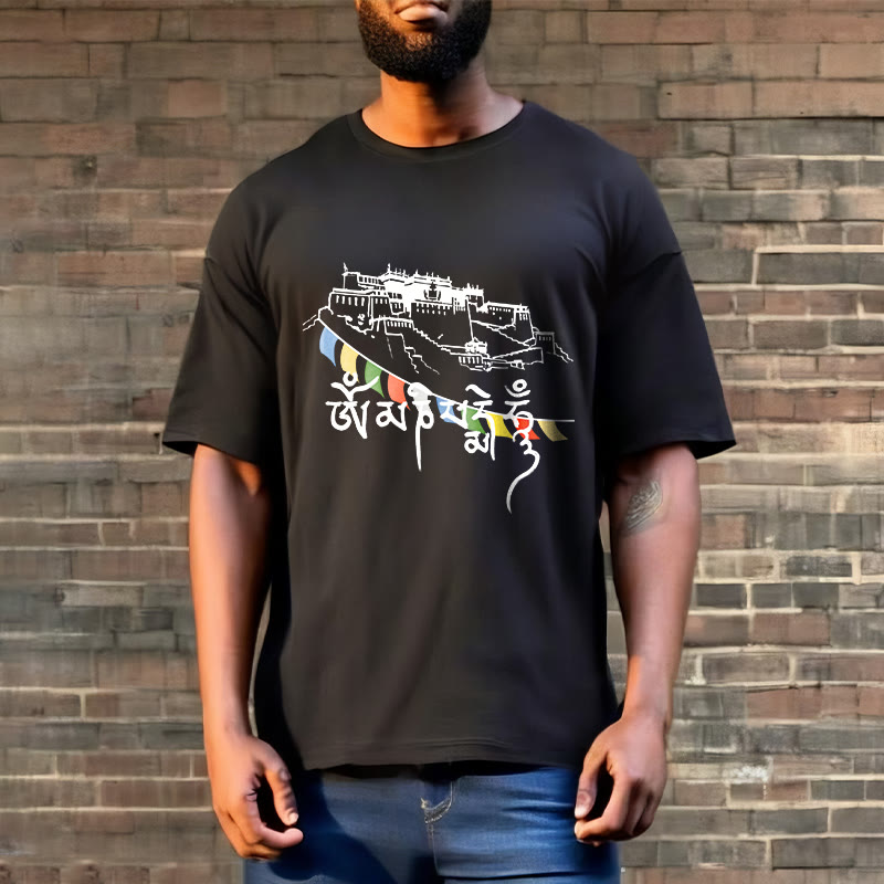 Soft Cotton Om Mani Padme Hum Graphic Meditation Tee