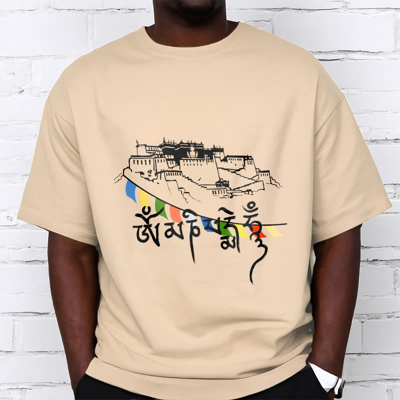 Soft Cotton Om Mani Padme Hum Graphic Meditation Tee