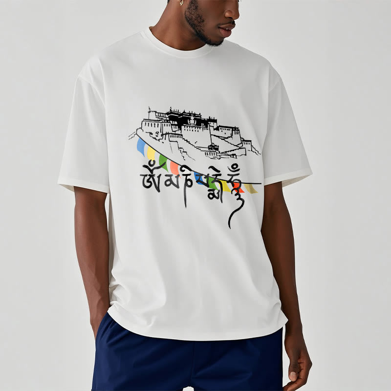 Soft Cotton Om Mani Padme Hum Graphic Meditation Tee