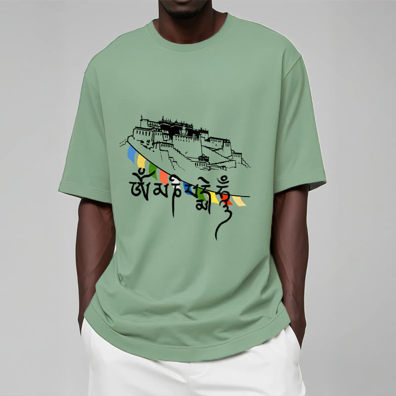 Soft Cotton Om Mani Padme Hum Graphic Meditation Tee