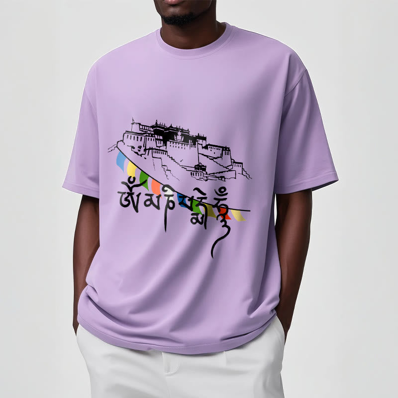 Soft Cotton Om Mani Padme Hum Graphic Meditation Tee