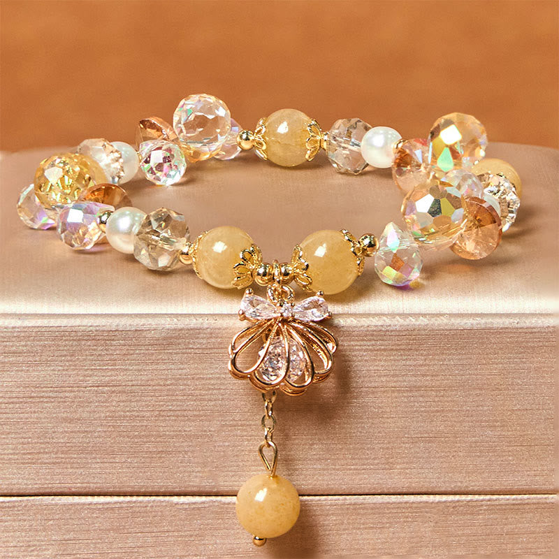 Natural Amethyst Citrine Pearl Shell Peace Bracelet