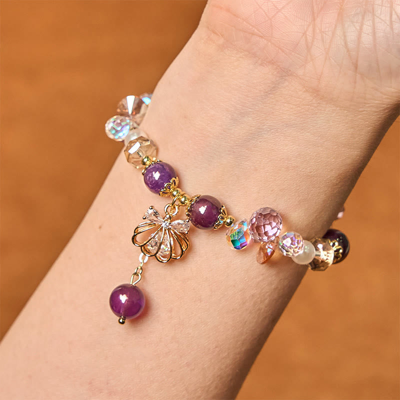 Natural Amethyst Citrine Pearl Shell Peace Bracelet