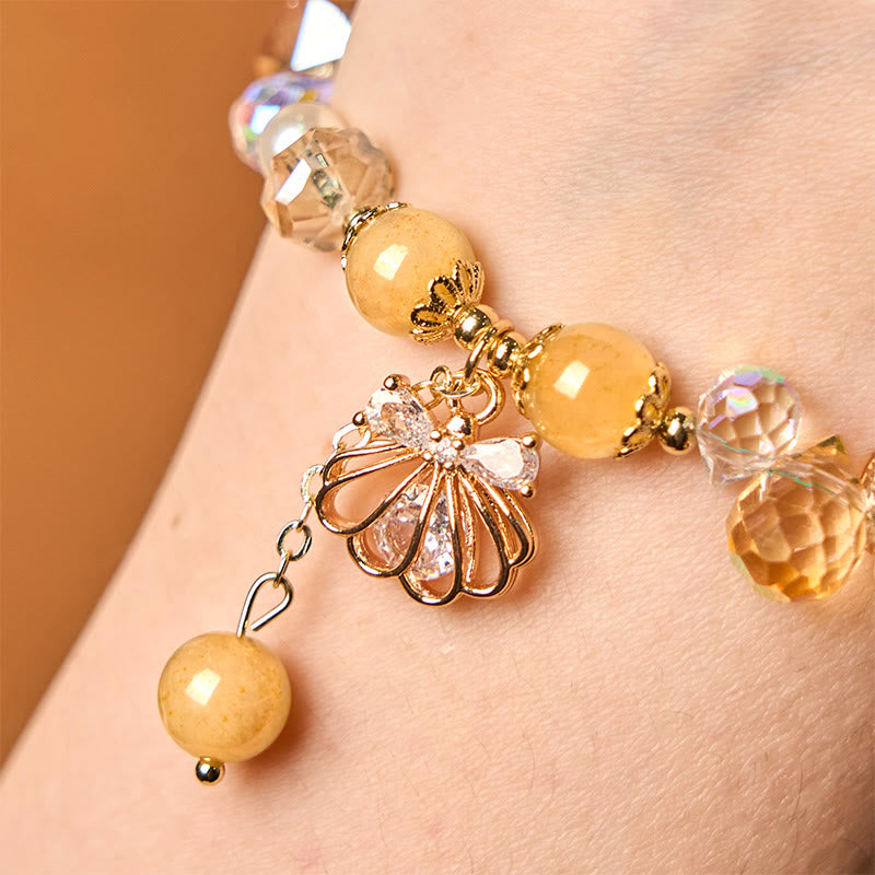 Natural Amethyst Citrine Pearl Shell Peace Bracelet