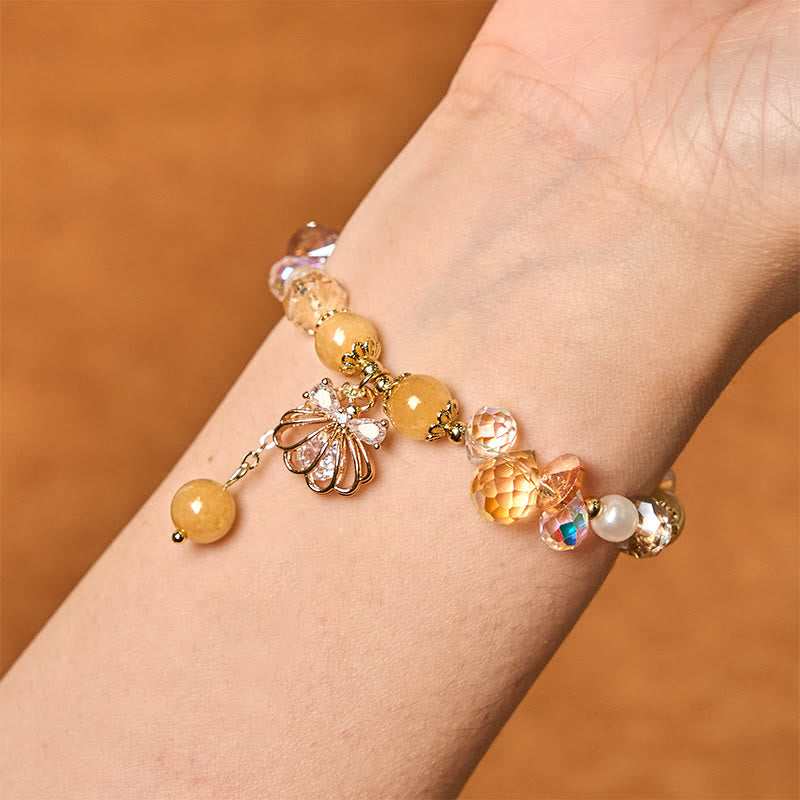 Natural Amethyst Citrine Pearl Shell Peace Bracelet