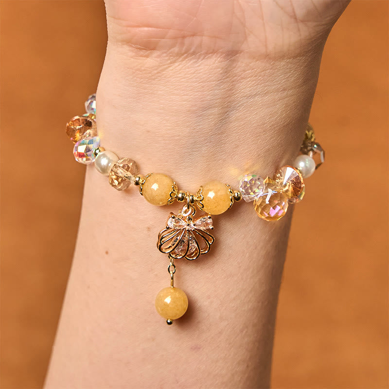 Natural Amethyst Citrine Pearl Shell Peace Bracelet