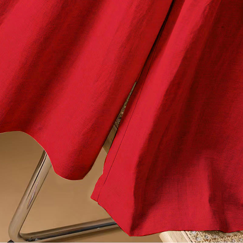 Summer Casual Pure Color 7-8 Length Cotton Linen Women's Wide Leg Pants