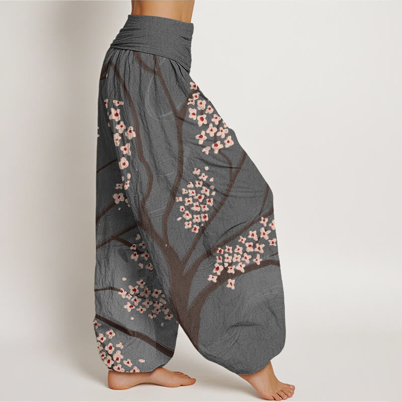 Cotton Plum Blossom Elastic Waist Meditation Harem Pants