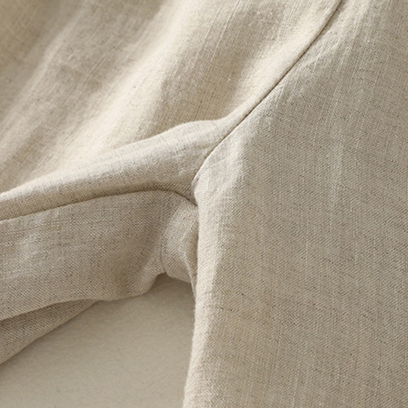Summer Casual Pure Color Drawstring 9 Length Cotton Linen Women's Harem Pants With Pockets