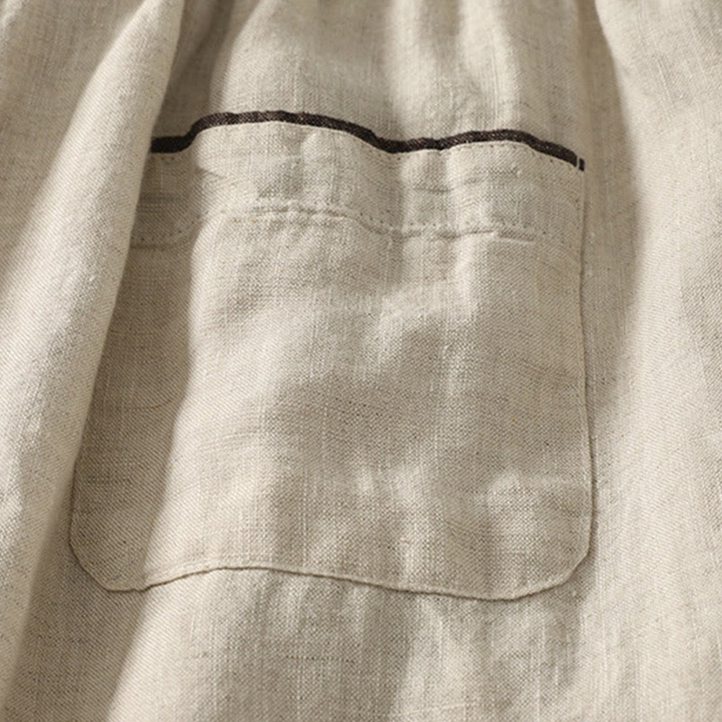 Summer Casual Pure Color Drawstring 9 Length Cotton Linen Women's Harem Pants With Pockets