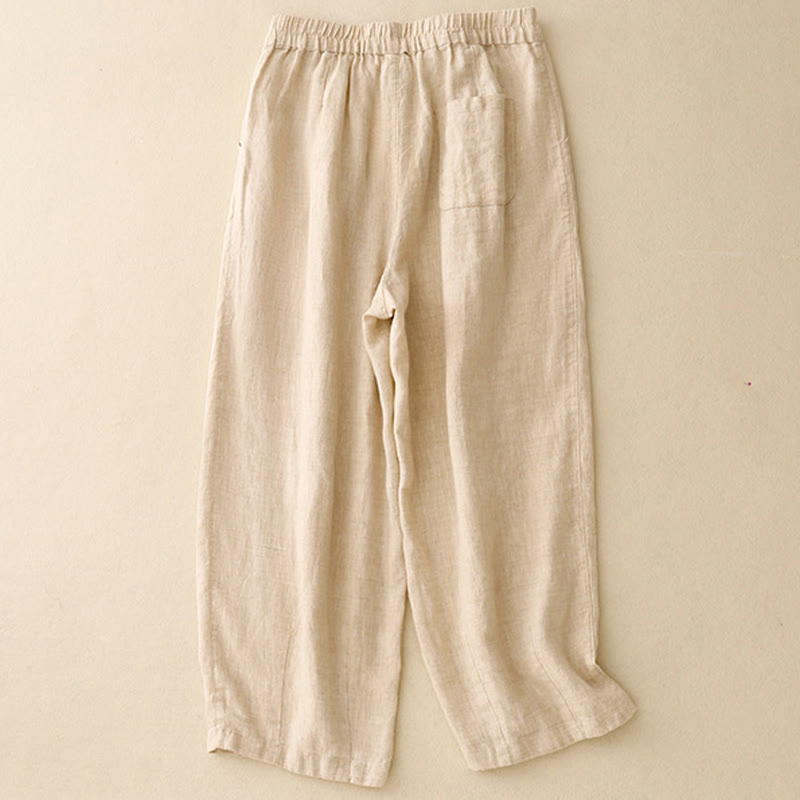 Cotton Linen Tapered Frog-Button Meditation Harem Pants
