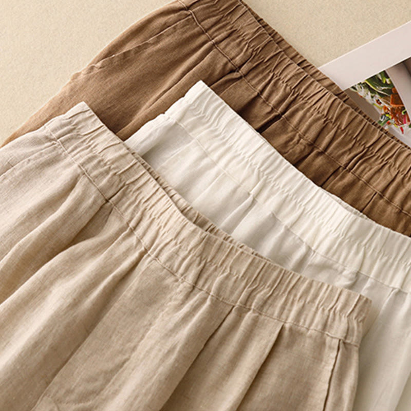 Cotton Linen Tapered Frog-Button Meditation Harem Pants