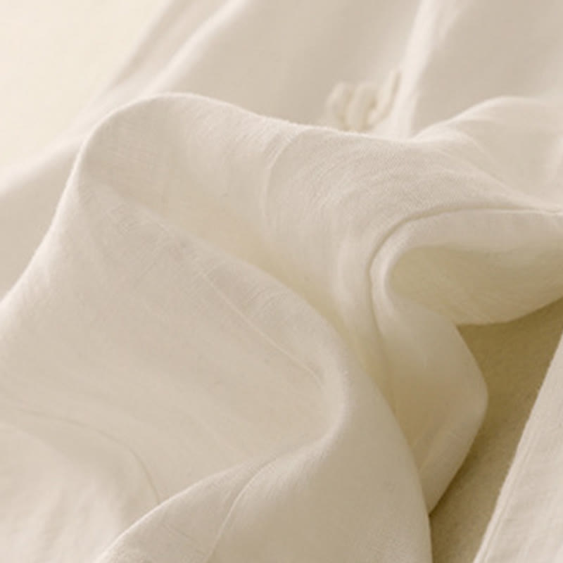Cotton Linen Tapered Frog-Button Meditation Harem Pants