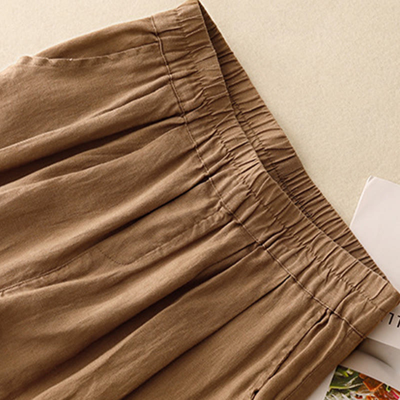 Cotton Linen Tapered Frog-Button Meditation Harem Pants