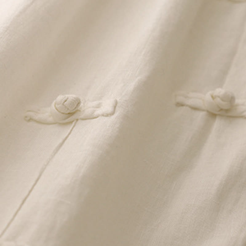Cotton Linen Tapered Frog-Button Meditation Harem Pants