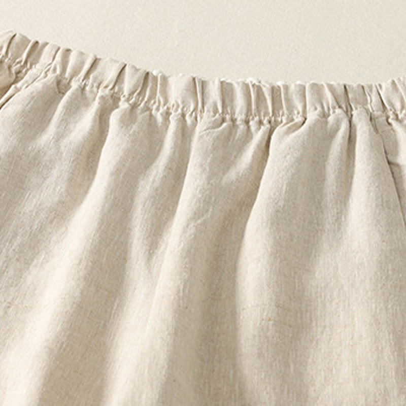 Daily Plain Simple Design Cotton Linen Women's Pants With Pockets