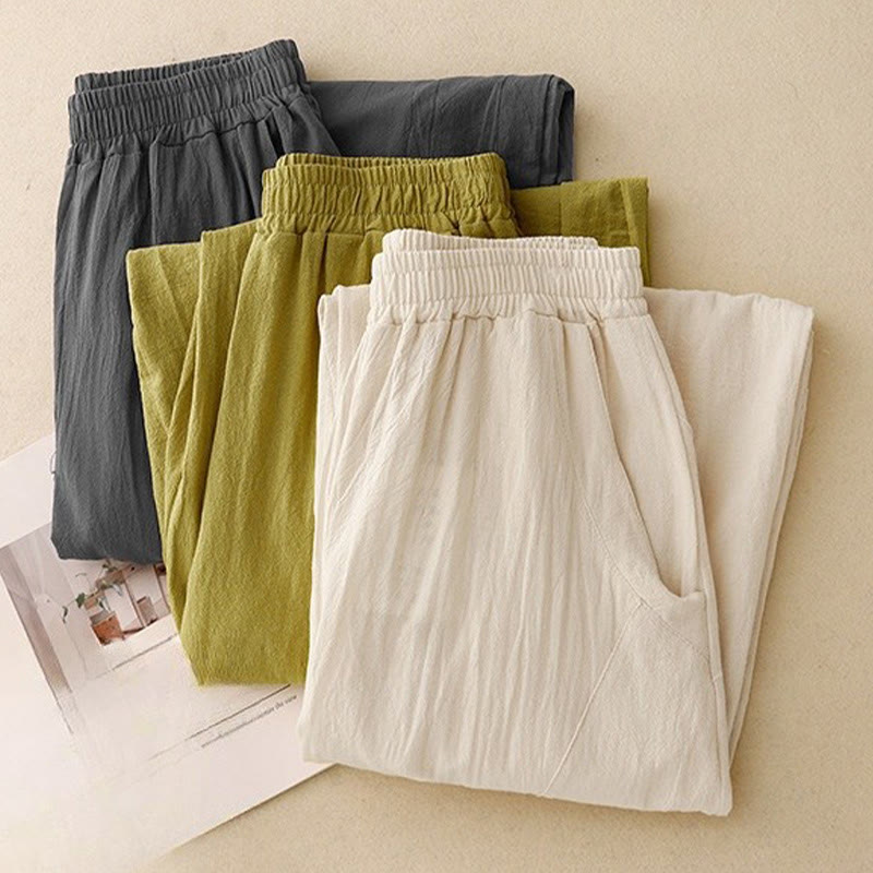 Breathable Cotton Linen Tapered Mindful Movement Pants